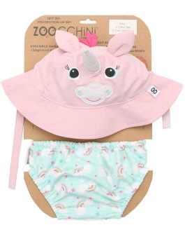 Conjunto Gorro y Bañador Pañal Unicornio Zoocchini